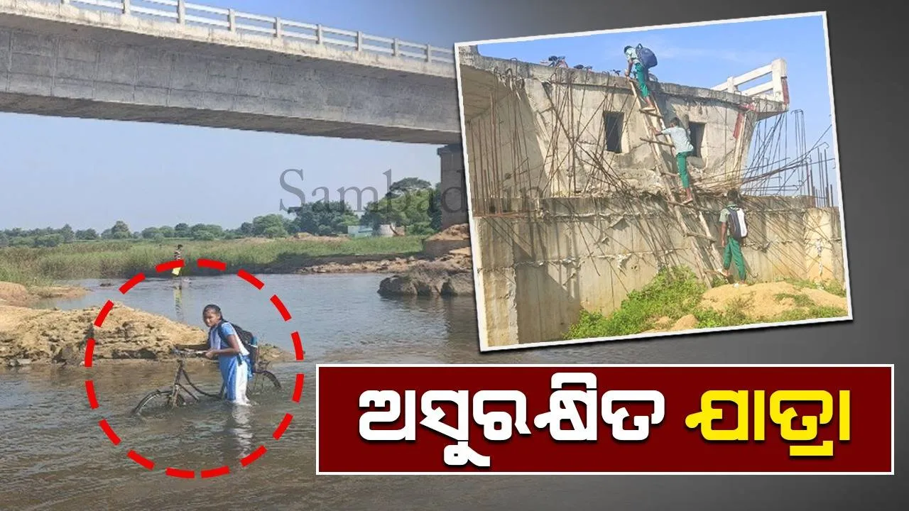  ପୋଲ କାମ ସରିବାର ଦୁଇବର୍ଷ ପରେ ବି ହେଲାନି ଆପ୍ରୋଚ୍‌ ରାସ୍ତା; ଶିଡ଼ି ପକାଇ ଯାତାୟାତ କରୁଛନ୍ତି ଅଞ୍ଚଳବାସୀ