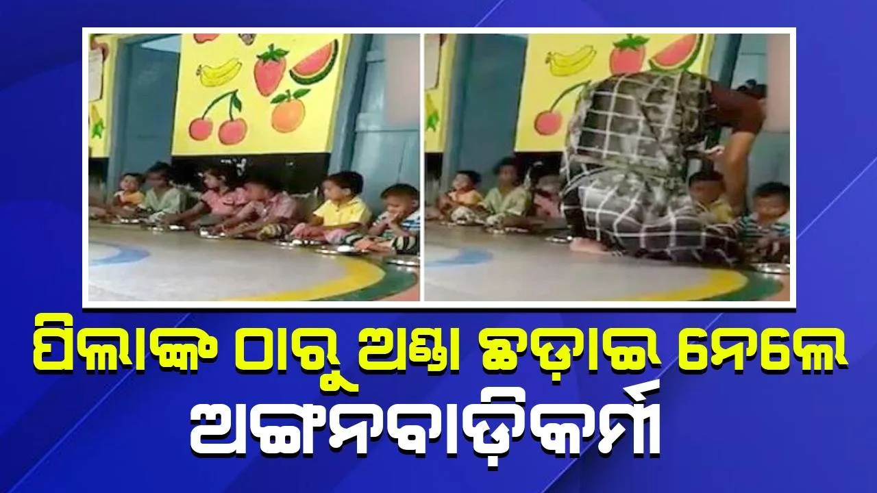  ଭିଡିଓ ରେକର୍ଡିଂ ପରେ ପିଲାଙ୍କୁ ଦେଇଥିବା ଅଣ୍ଡା ଛଡ଼ାଇ ନେଉଛନ୍ତି ଅଙ୍ଗନବାଡ଼ି କର୍ମୀ