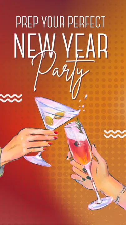 Red Yellow Gradient Art Paint Cocktail New Year Party Instagram Story (1)