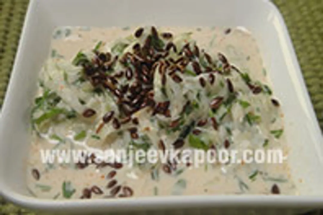 Cucumber Raita with Flax Seeds