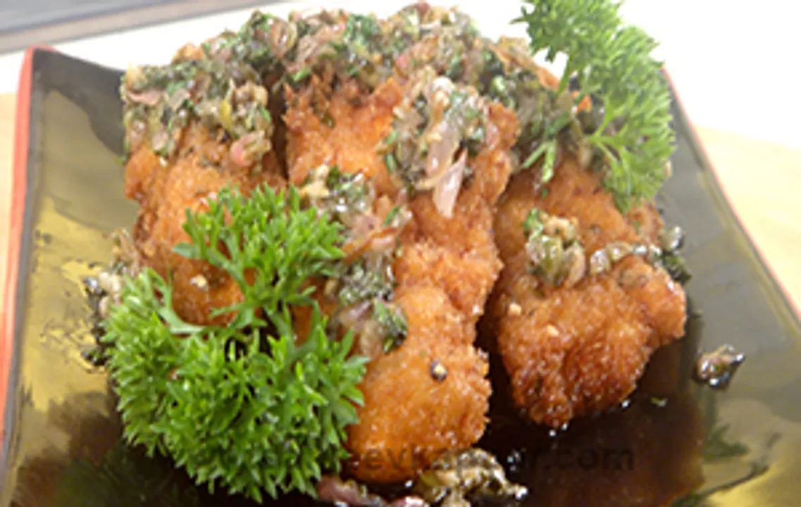 Fried Chicken Strips with Lemon Caper Sauce
