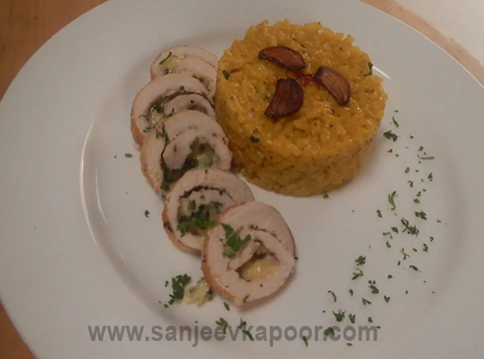 Saffron Risotto with Stuffed Chicken