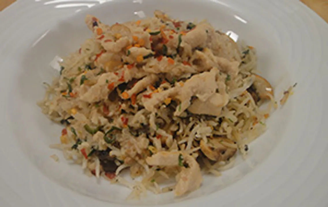 Peanut Butter Chicken with Mushroom Rice