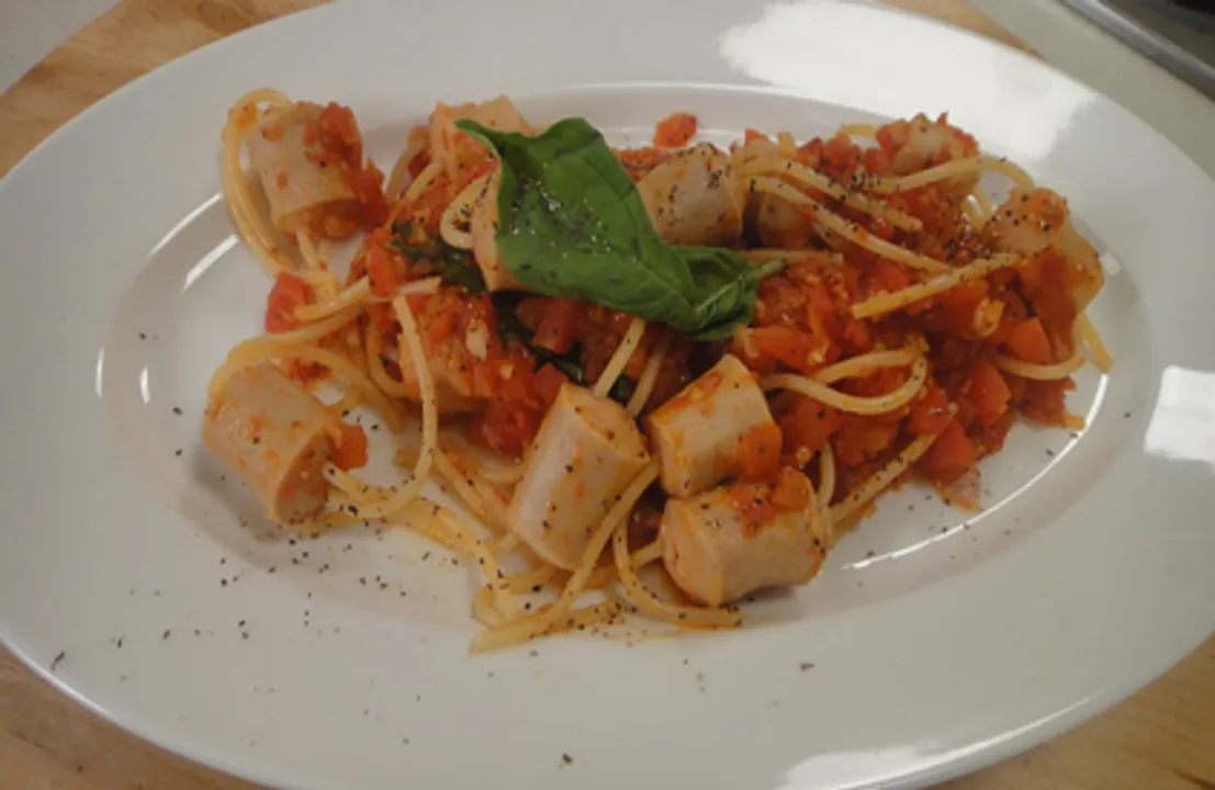 Spaghetti with Chicken Sausages 