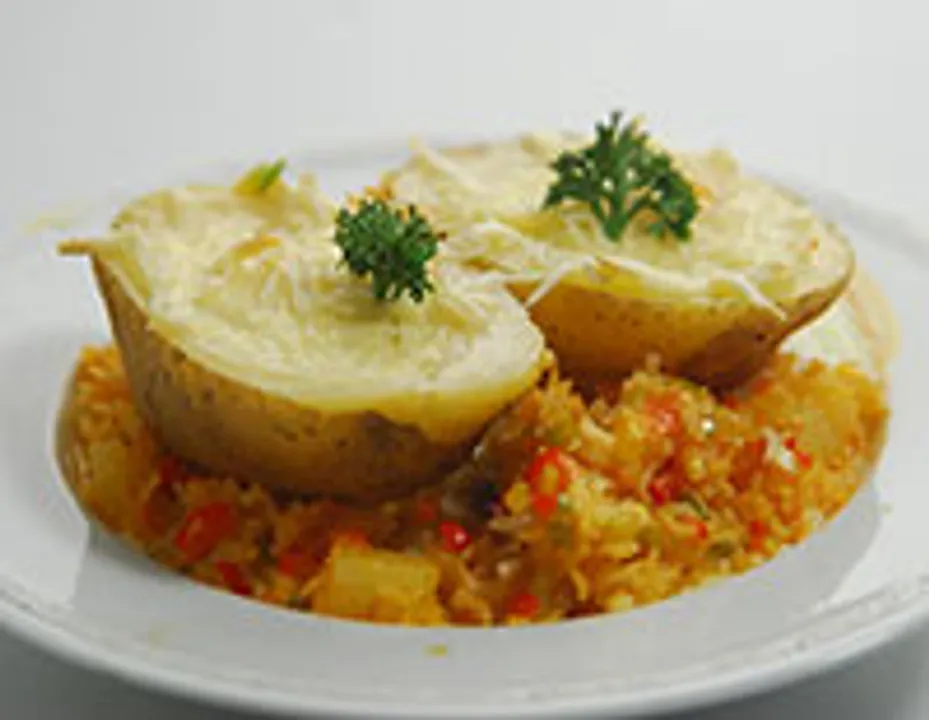 Baked Potatoes with Buttered Rice