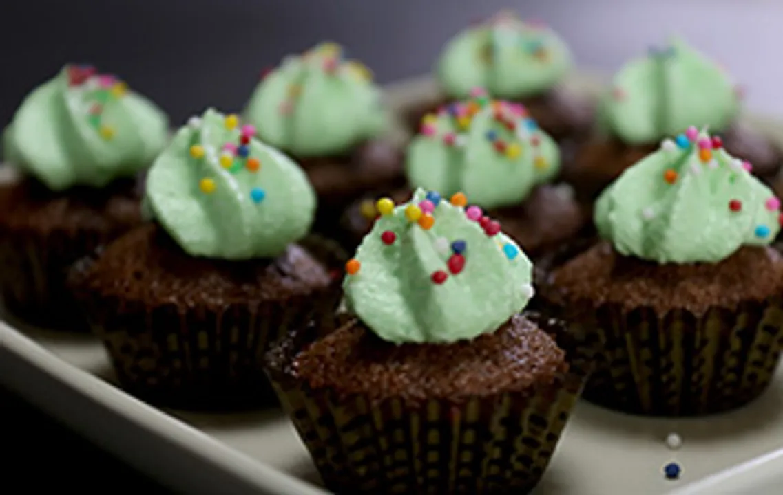 Chocolate Cupcakes with Peppermint Frosting