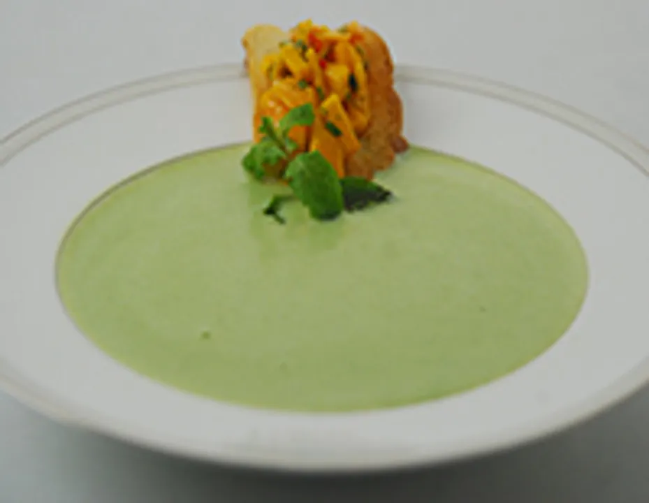 Peas and Potato Soup with Salsa - Cook Smart