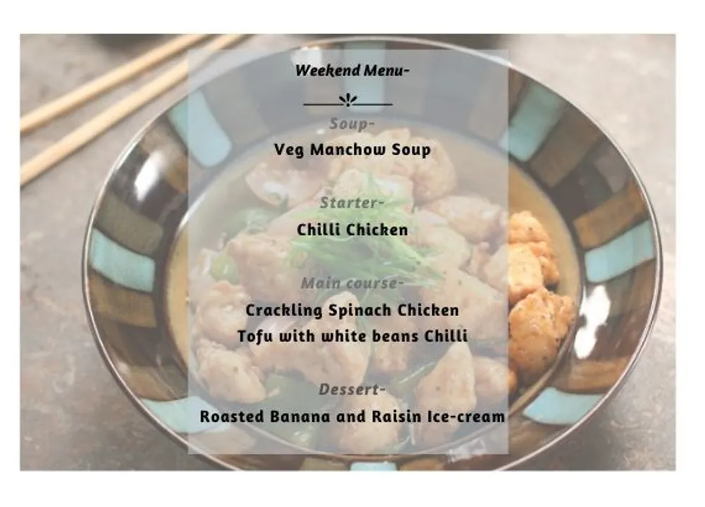 Menu for Weekend Sorted