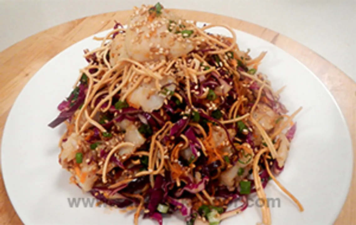 Grilled Fish Crispy Noodles Salad