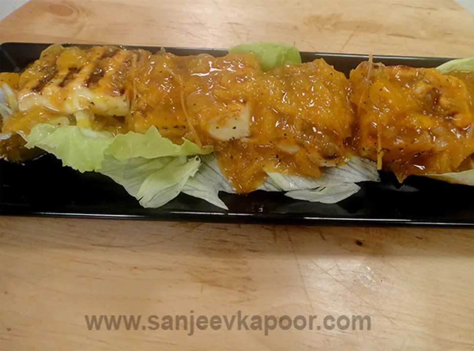 Grilled Paneer with Orange Ginger Sauce