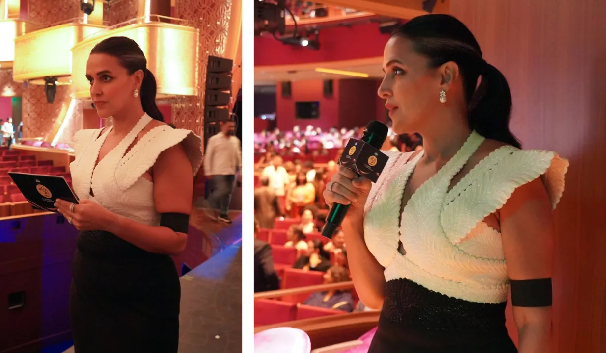 Neha Dhupia Honours Father-In-Law With Black Armband At MAMI 2023