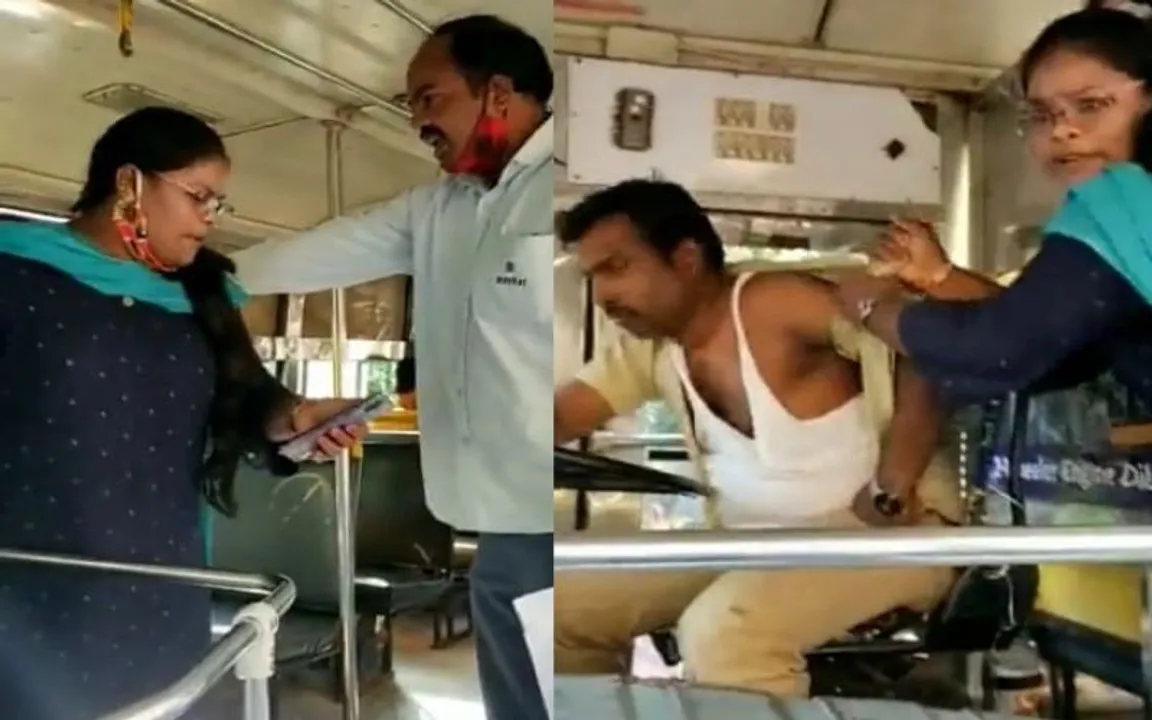 vijayawada woman beats bus driver