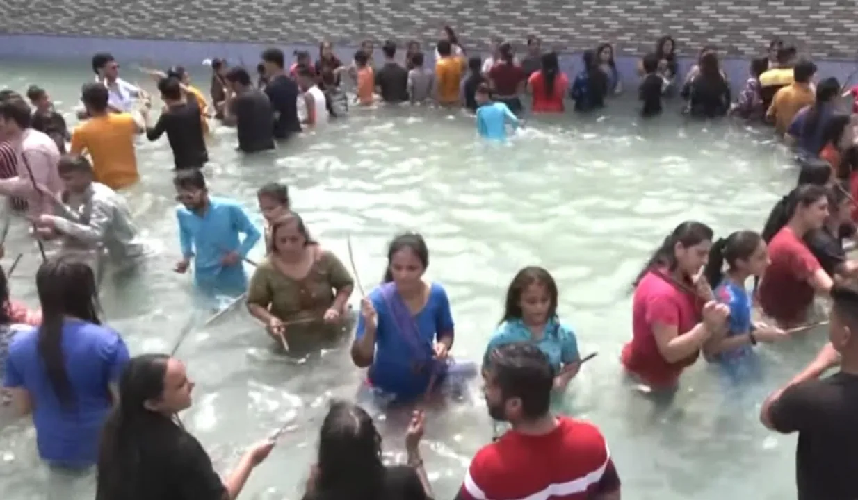 Dandiya in swimming pool