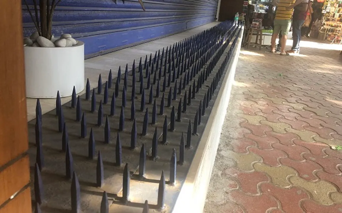 Iron Spikes Outside Bank Questions Lack Of Empathy For Homeless