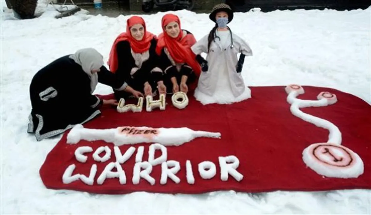 Kashmiri Sisters snow Sculpture