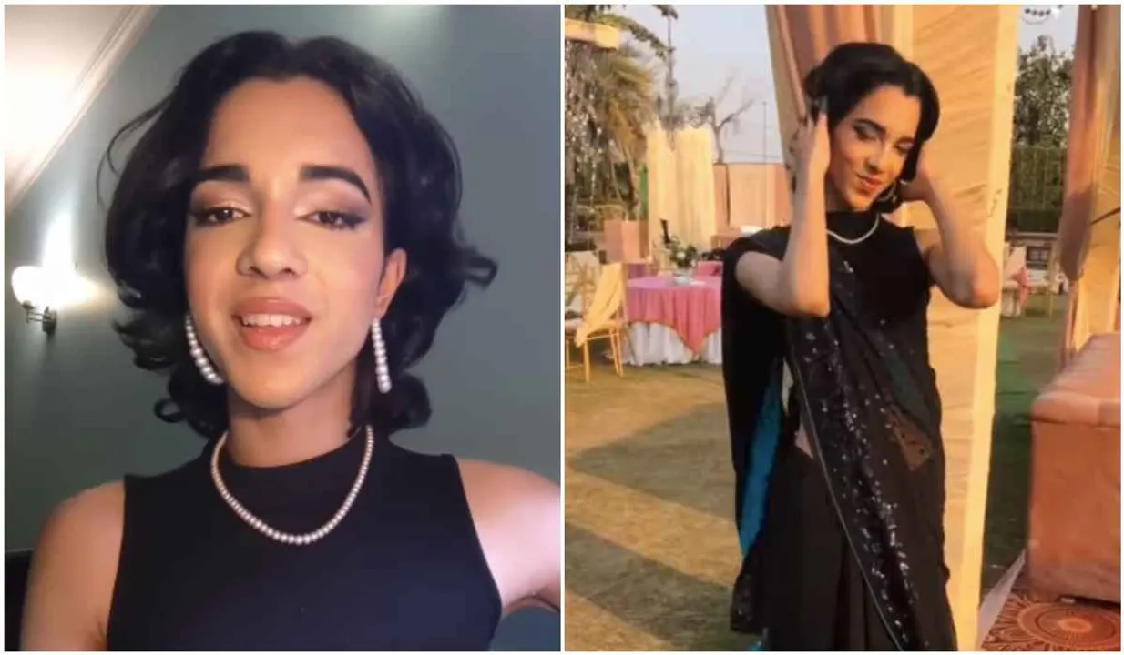boy wears saree to farewell