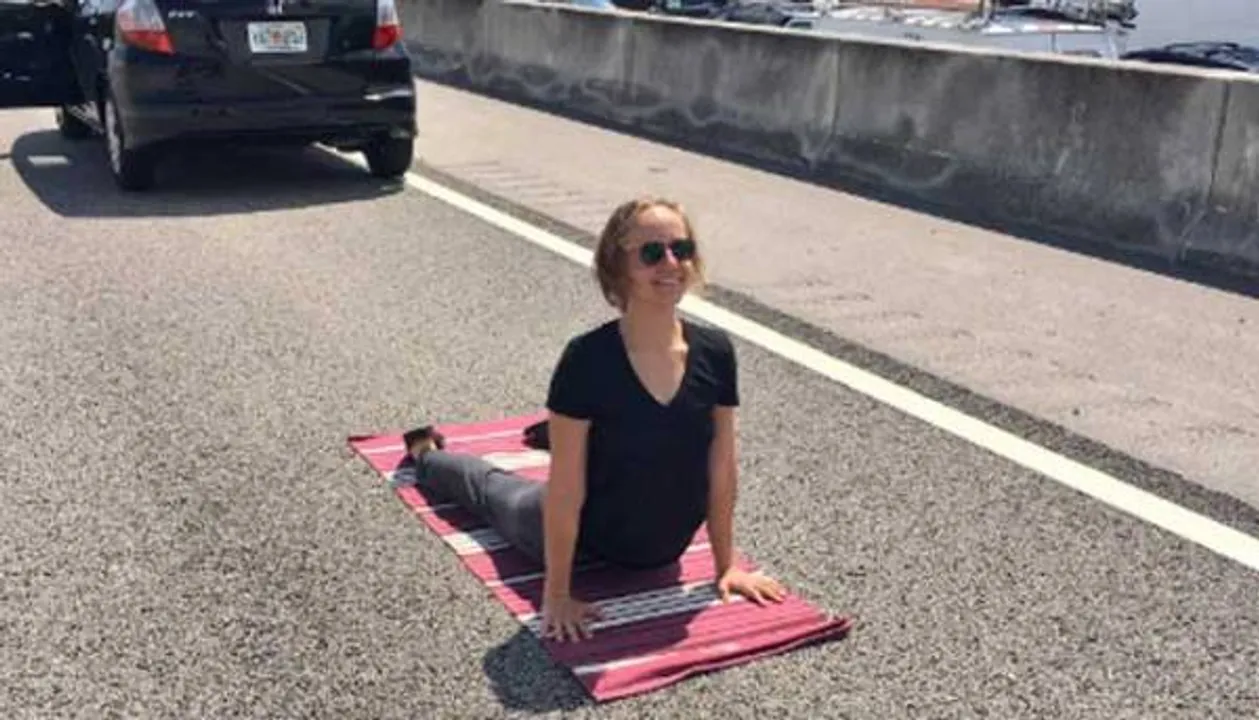 Yoga on highway