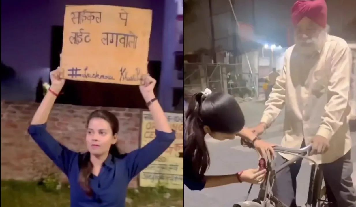 Woman Installs Free Light On Cycles