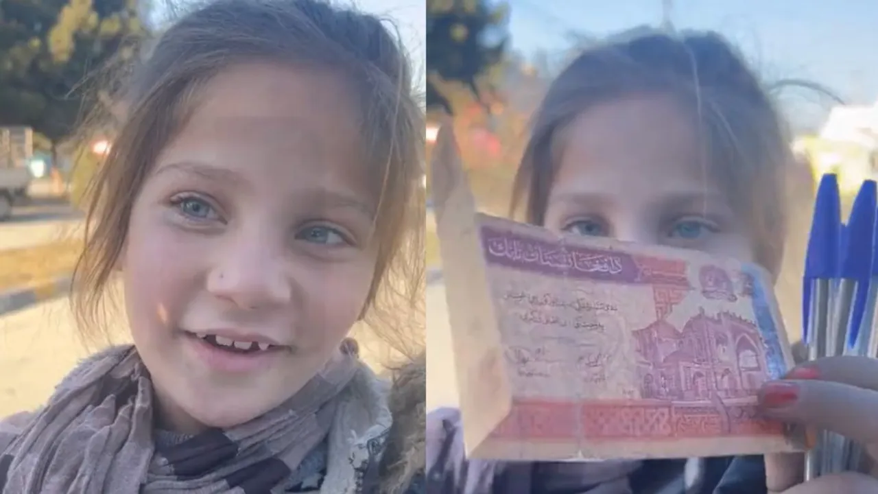 Afghan Girl Selling Pens