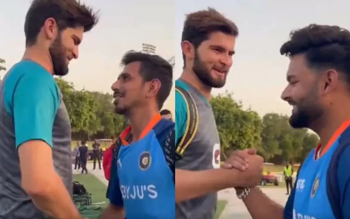 Shaheen Afridi, Yuzvendra Chahal, and Rishabh Pant. (Photo Source: Twitter/PCB)