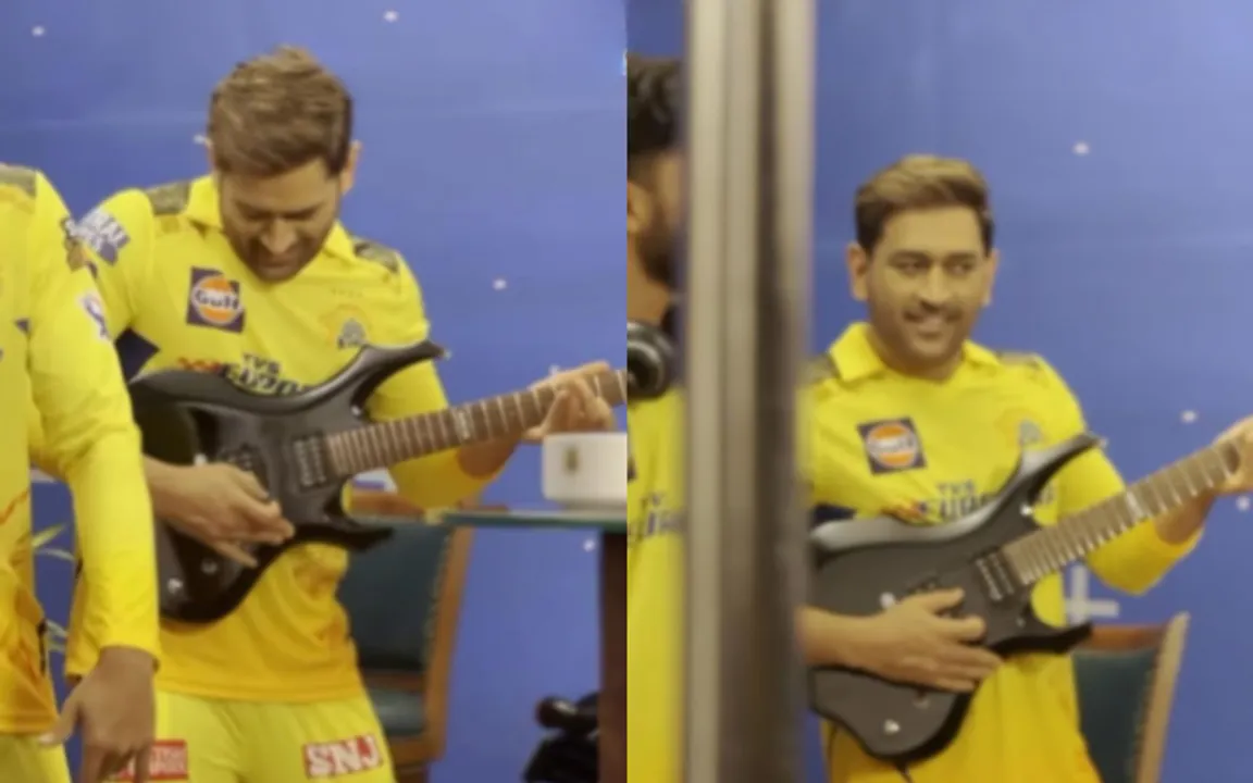 बल्ला छोड़ एमएस धोनी ने थामा गिटार, धुन पर थिरके गायकवाड़, चाहर और शिवम दुबे, वायरल हुआ वीडियो