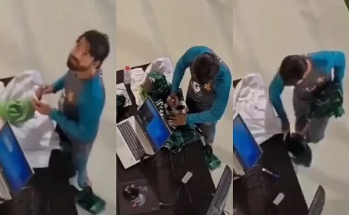 मोहम्मद रिजवान ने देश के झंडे को पैरों से उठाया तो मचा बवाल, देखें वीडियो