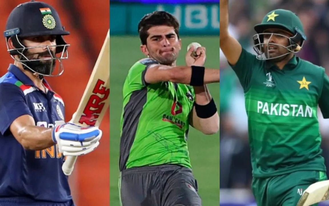 Virat Kohli, Shaheen Afridi and Babar Azam ( Image Credit: Twitter)