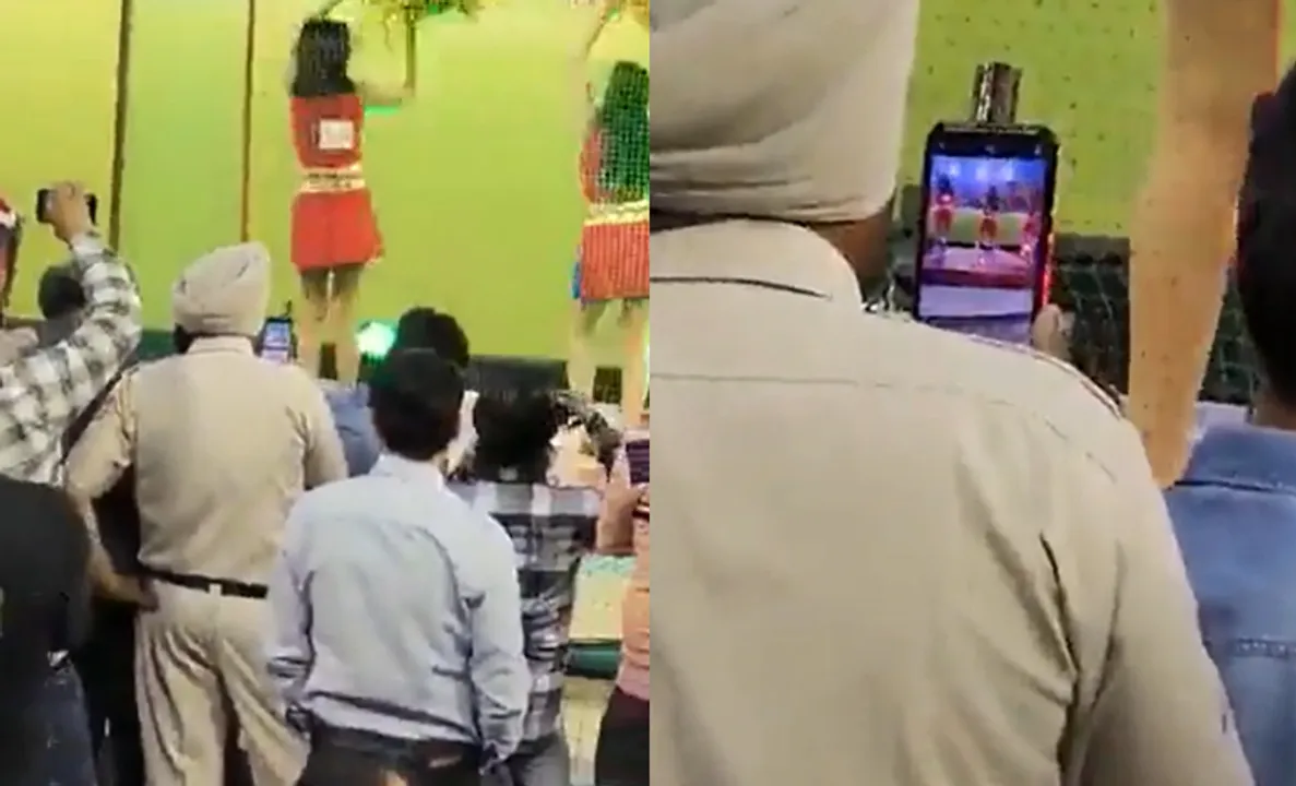 Policeman and cheerleaders of Punjab (Image Source: Twitter)