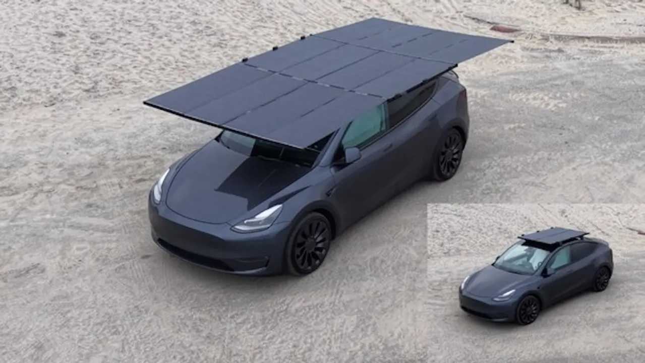  The system contracts for driving, expands for charging, fitting most EVs, RVs, and Tesla vehicles directly. Image Source: PRNewswire 