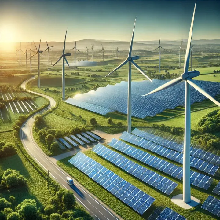  TotalEnergies operated 75 MW wind and solar farms in France to supply renewable power to STMicroelectronics starting in January 2025. Image Source: AIGenerated 