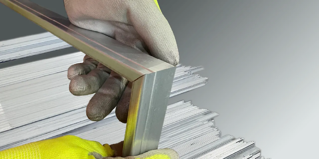  The new automated system transforms steel coils into complete solar frames, integrating custom lengths, hole punching, and corner key insertion.  Image Source: Origami Solar 