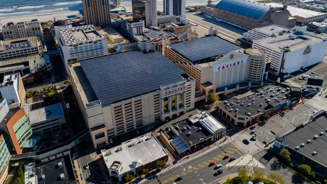  The 6.5 MW solar systems have supplied 9,700 MWh annually, meeting 5.5% of Caesars’ Atlantic City energy demand.  Image Source: DSD Renewables 