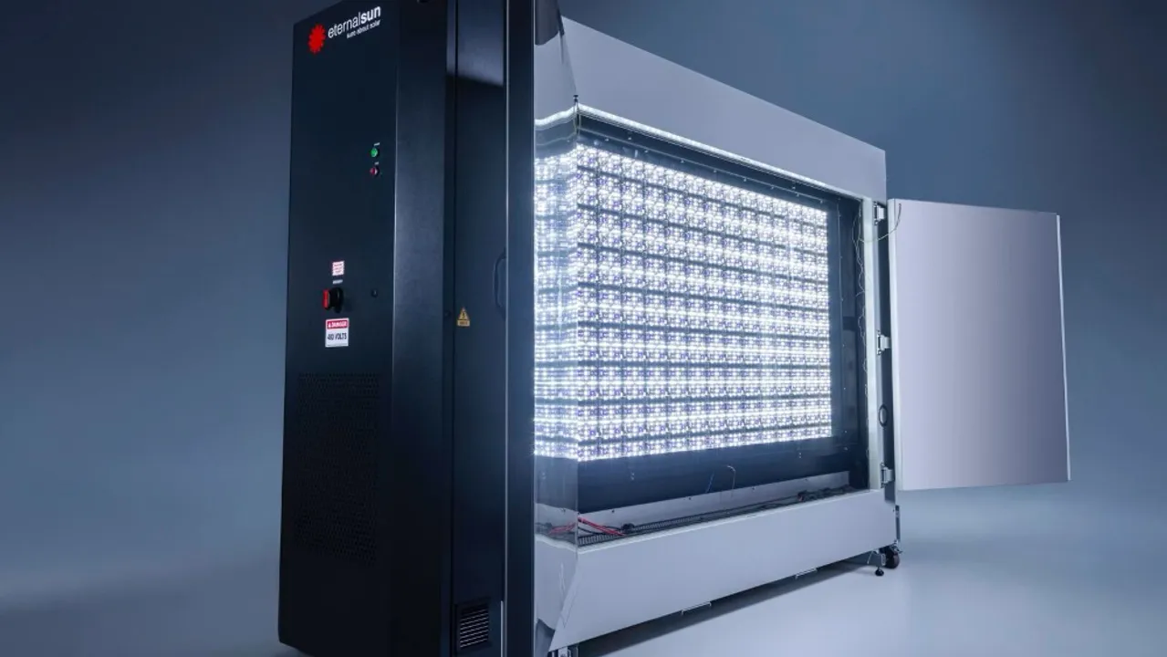  Eternal Sun specializes in flash and steady-state simulators used to measure solar panel output and durability.  Image Source: Bolster Investment 