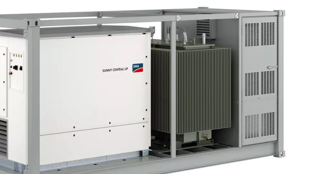  MVPS units have combined SMA inverters, medium-voltage transformers, and switchgear within a compact 20-foot turnkey container.  Image Source: SMA America 
