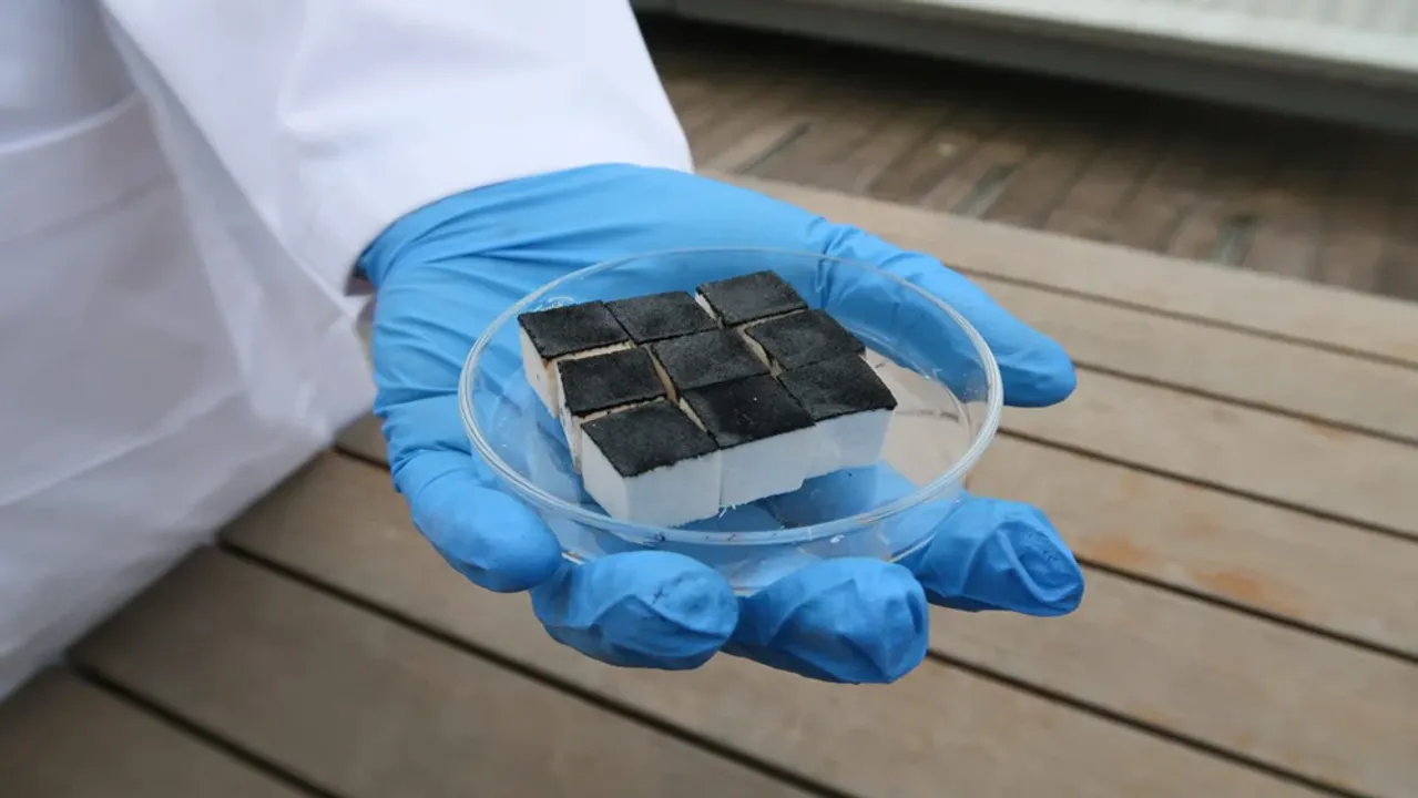  The sponge-like material developed by RMIT and Zhejiang A&F has shown 94% efficiency in solar-driven water release from air. Image Source: Scitechdaily 