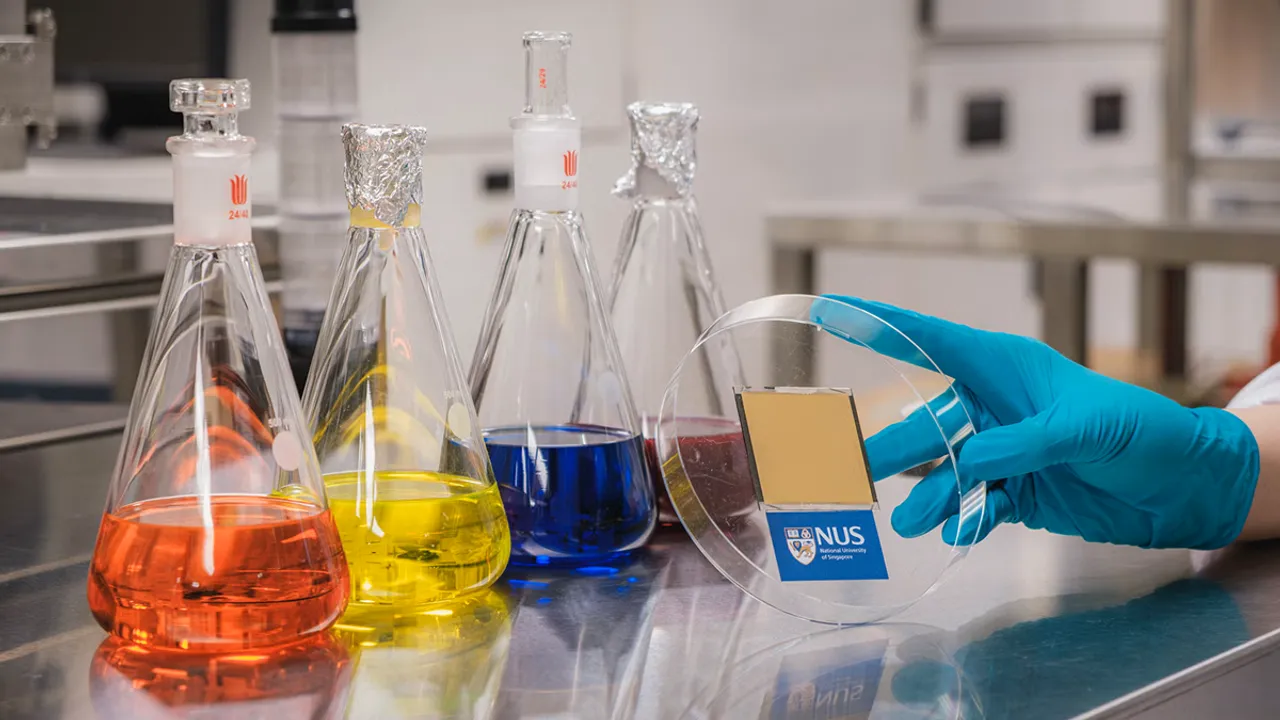  The tandem cell developed by CDE and SERIS achieved 27.5% efficiency on 0.05 cm² and 26.7% on 1 cm² devices. Image Source: NUS 