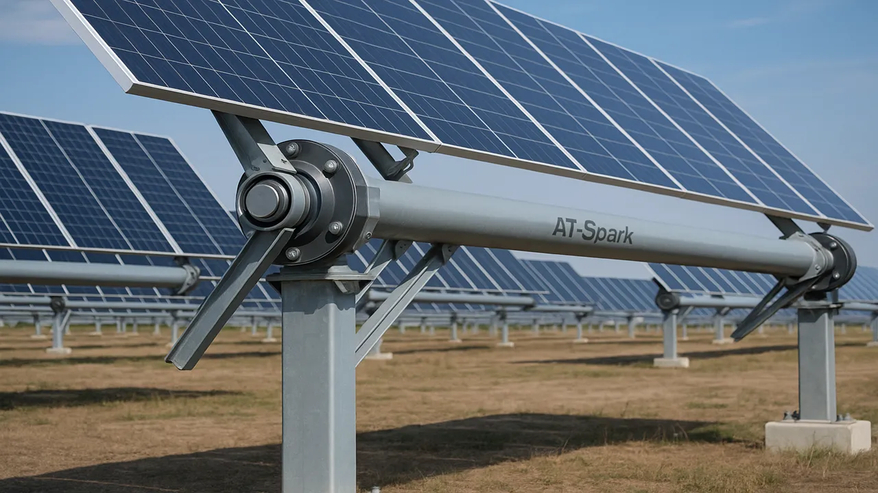  Antaisolar has developed the AT-Spark tracker with double spherical bearings to reduce EPC and O&M costs in large projects.  Image Credit/Source:  AI Generated 