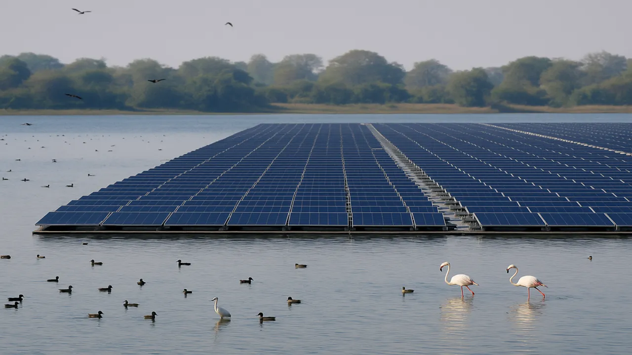  NGEL’s Jayakwadi solar project has faced protests over risks to birds and aquatic ecosystems. Photograph: (Image Source: AI Generated) 