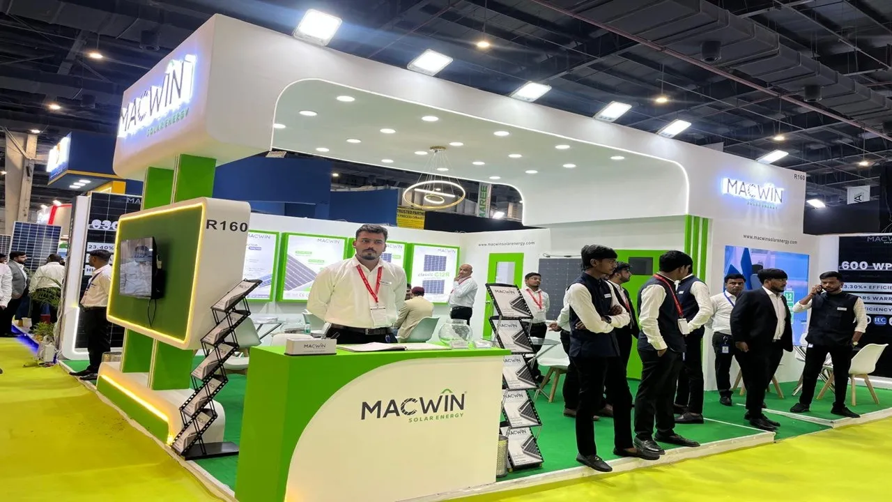  Macwin Solar has presented 630 Wp modules with 23% efficiency and long-term warranties at REI 2025. Photograph: Image Credit/Source: SOLARbytes 