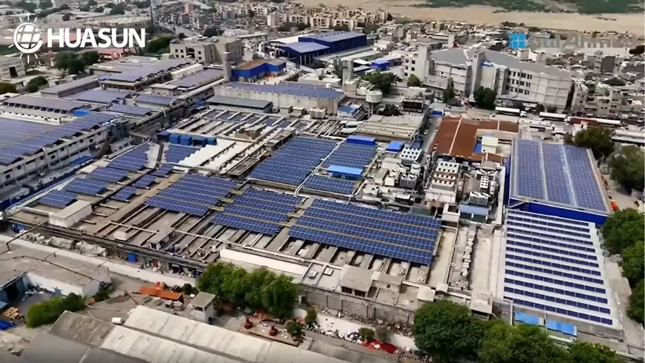  The Gul Ahmed rooftop project has used Huasun’s 730 W HJT modules to enhance on-site power generation in Pakistan. Image Credit/Source: Huasun HJT 