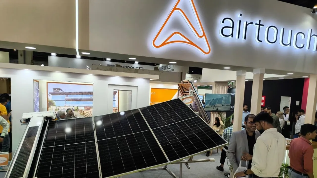 AirTouch has displayed robotic cleaning systems designed for large desert-based solar projects.