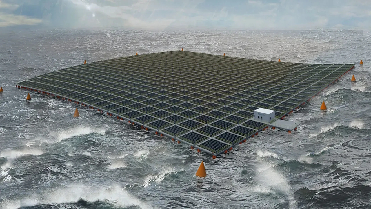  The HG14 offshore solar project has integrated fixed-pile platforms with co-located battery storage offshore. Photograph: (Image Credit/Source: AI Generated) 