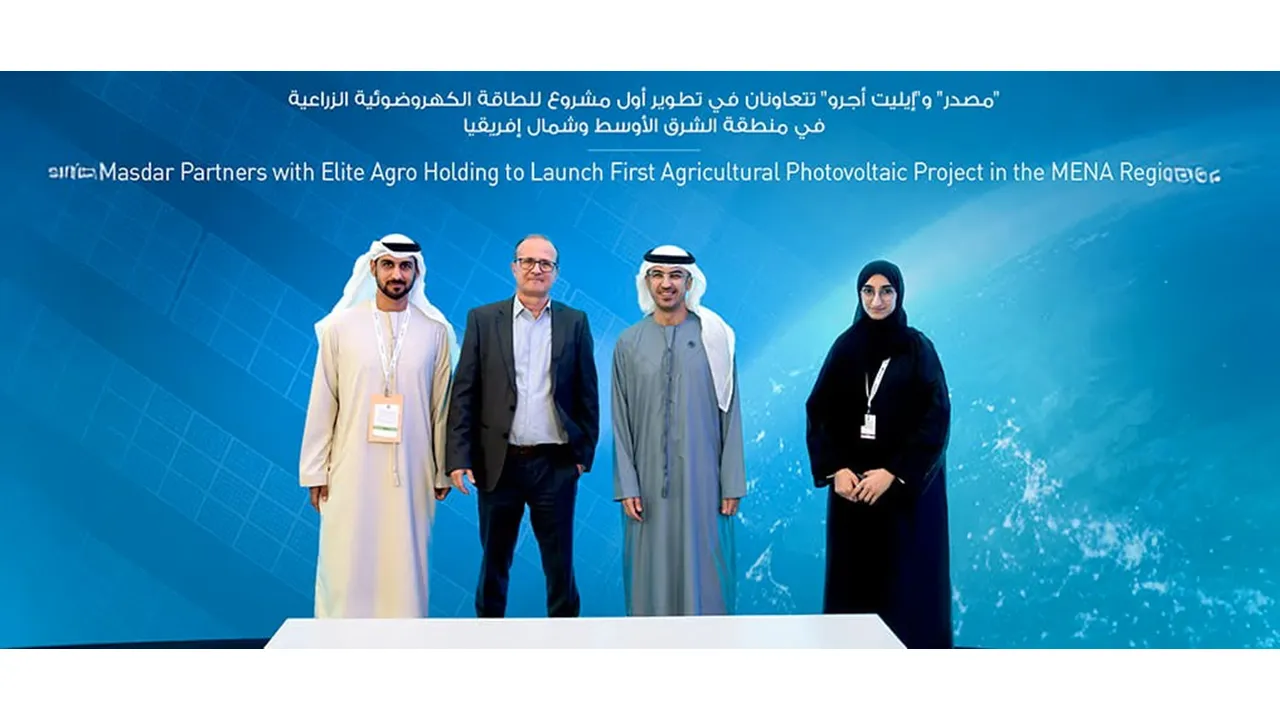  The AgriPV design aimed to reduce heat stress, lower irrigation demand, and support crop productivity. Photograph: (Image Source: Masdar) 