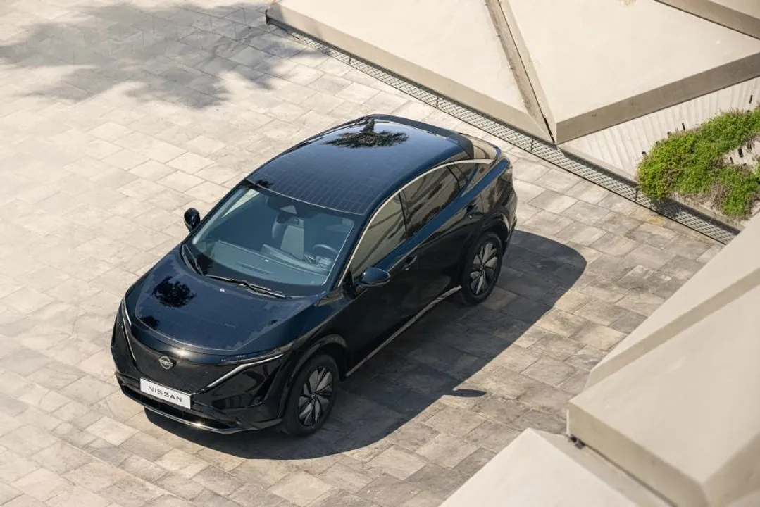  The Ariya concept has featured 3.8 m² PV panels generating DC power and added daily range. Photograph: (Image Source: Nissan) 