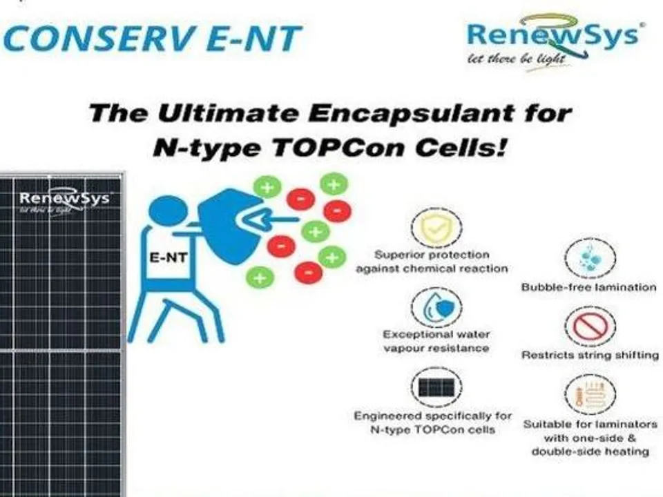  CONSERV E-NT shields TOPCon cells, using a free radical scavenger to protect them from damage caused by daily operation. Illustration from RenewSys. 