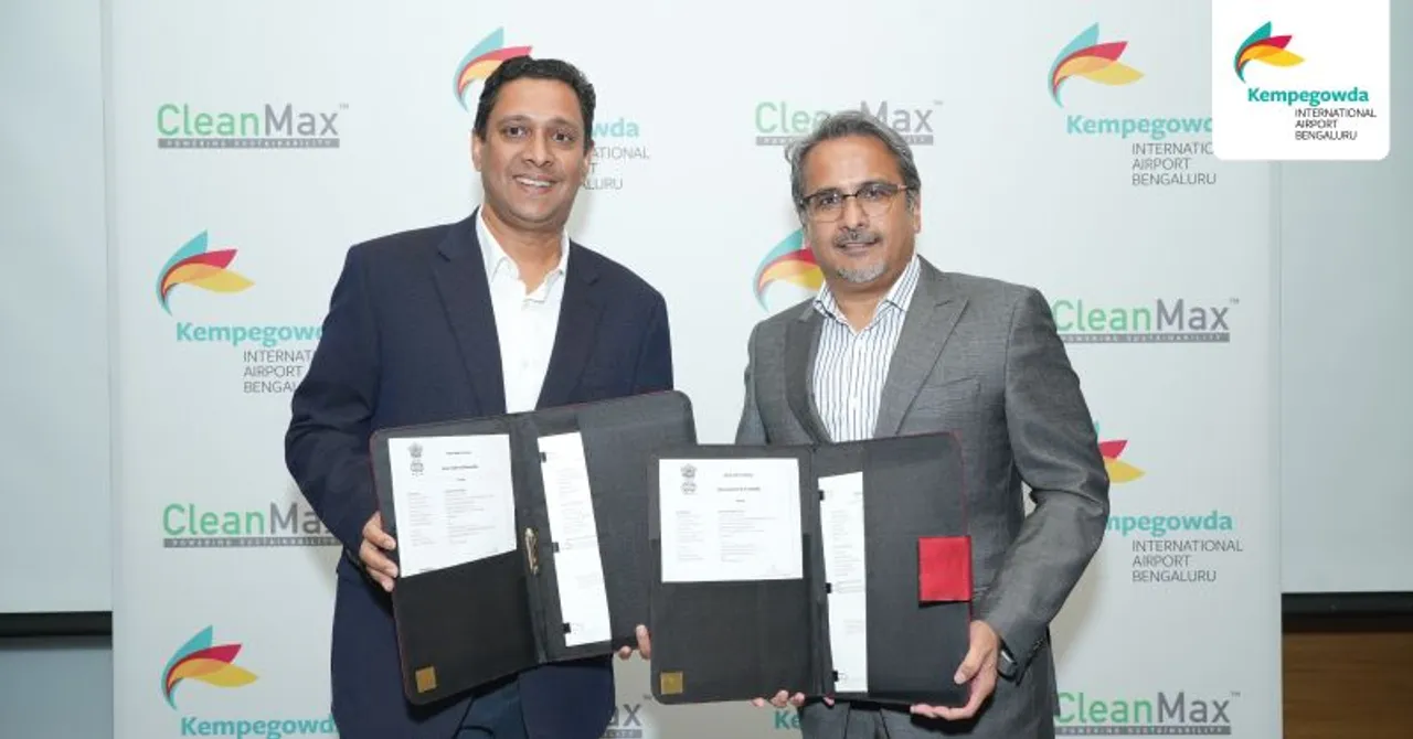  The 45.9 MW joint project between CleanMax and BIAL, combining solar & wind power, is expected to generate 90 GWh annually. (Image Credit: BIAL) 