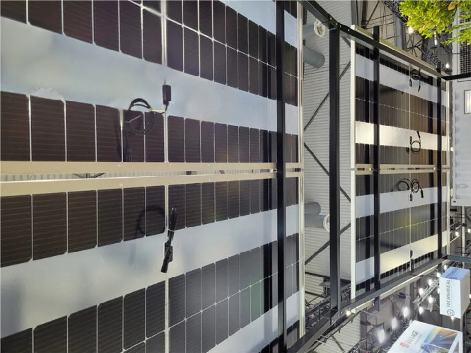  Huasun has partnered with France’s Feedgy to develop semi-transparent HJT modules with 90% bifaciality. (Image Credit: Feedgy)  