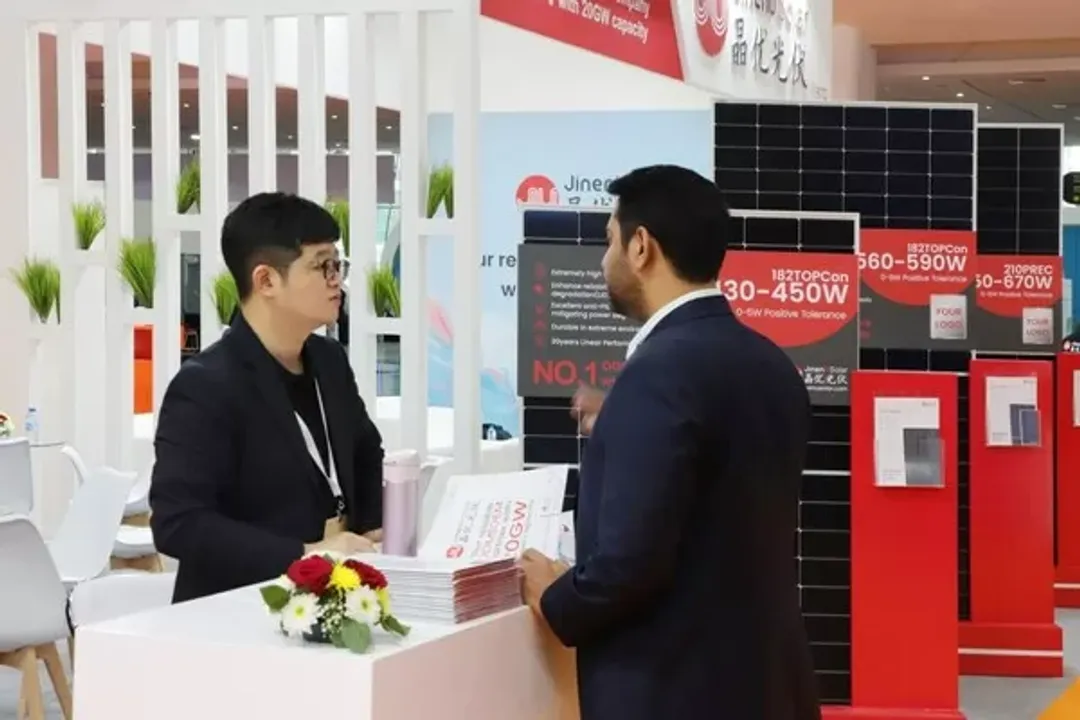  Tailored PV modules by JinenU Solar make an impression at WFES, targeting the needs of the Middle East market. (Image Credit: PRNewswire)  