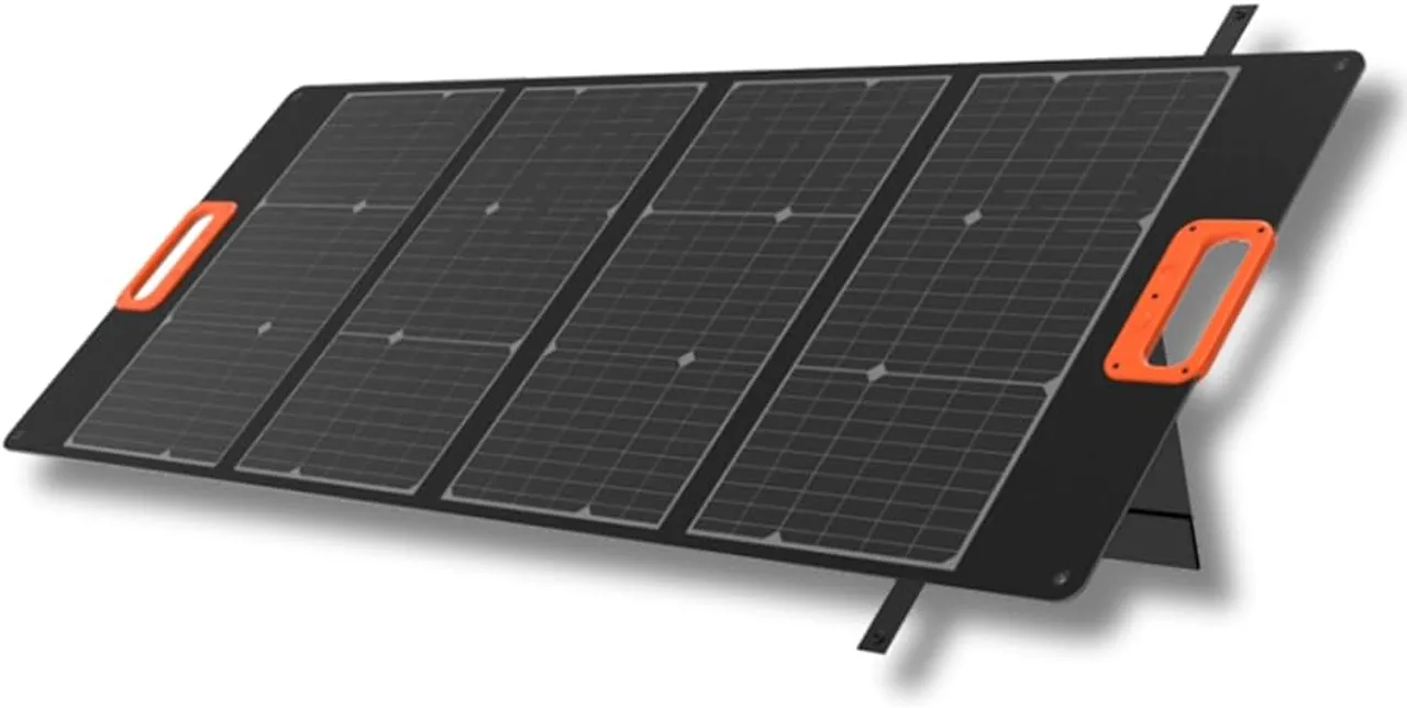  The 100W Portable Solar Panel LX SPP10 by Yard Force offers a 23.5% efficiency rate, ensuring reliable power in various weather conditions. (Image Credit: Amazon)  