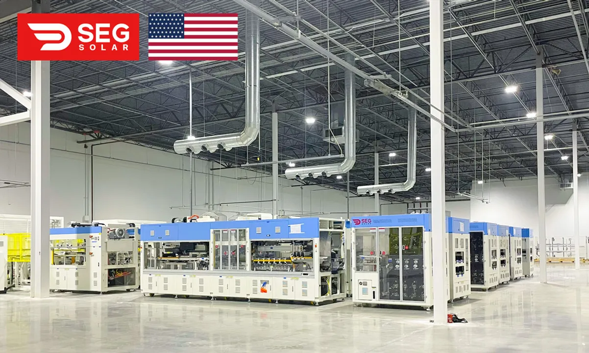  EG Solar’s Houston plant, spanning 250,000 square feet, nears completion and aims to enhance U.S. supply chain with 2GW annual production capacity. (Photo Credit: SEG Solar)  